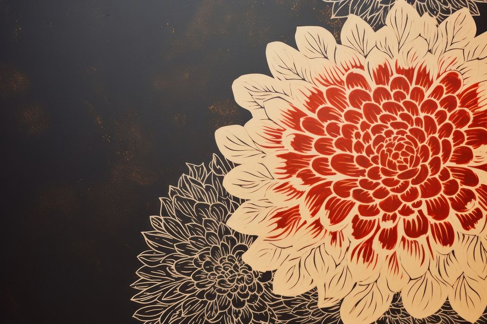 Silkscreen on paper of a flower background on The bottom of the picture graphics pattern art. AI generated Image by rawpixel.