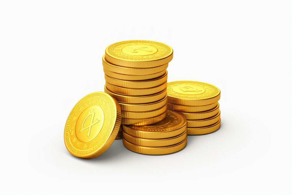 Coins icon gold money white background. AI generated Image by rawpixel.
