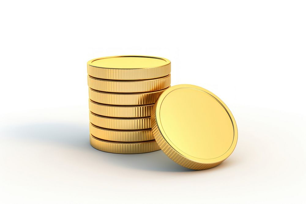 Coins icon gold money white background. AI generated Image by rawpixel.