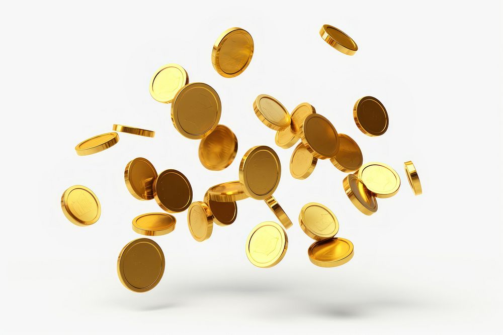 Coins icon gold white background investment. AI generated Image by rawpixel.