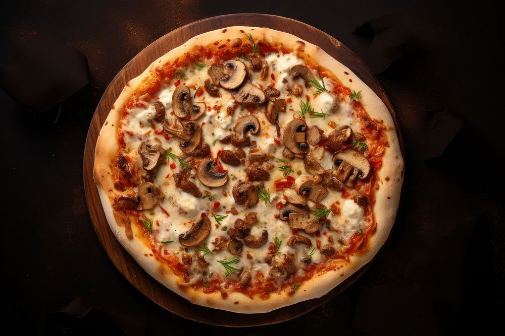 Mushroom pizza mushroom food mozzarella. AI generated Image by rawpixel.