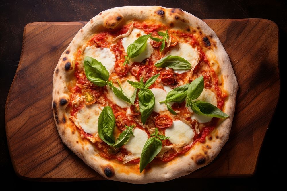 Neapolitan pizza food mozzarella vegetable. AI generated Image by rawpixel.