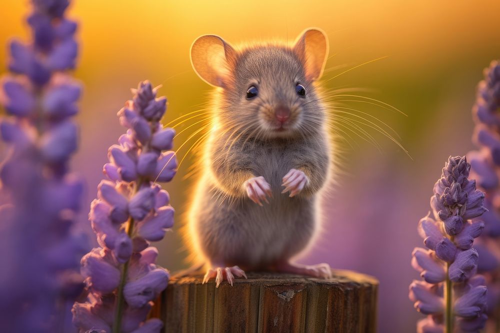 Flower rodent animal mammal. AI generated Image by rawpixel.