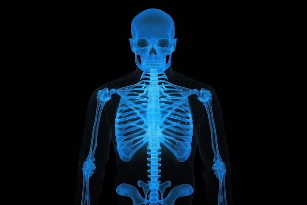 X ray photography of a human body x-ray blue radiography. AI generated Image by rawpixel.