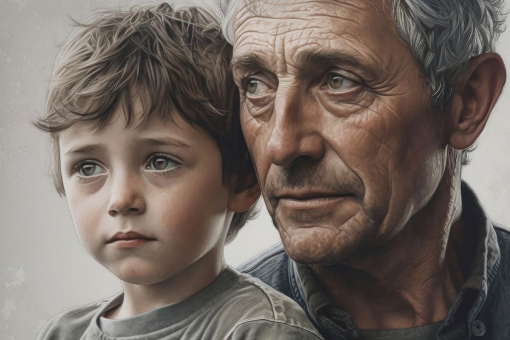 Close up father and son portrait adult togetherness. AI generated Image by rawpixel.