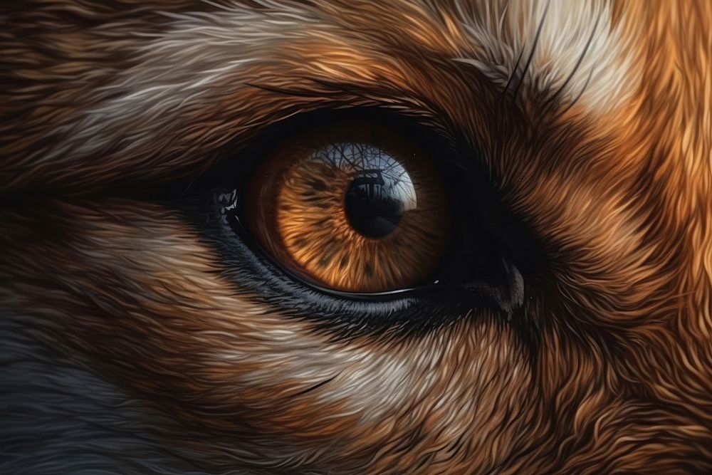 Close up fox eye wildlife animal mammal. AI generated Image by rawpixel.