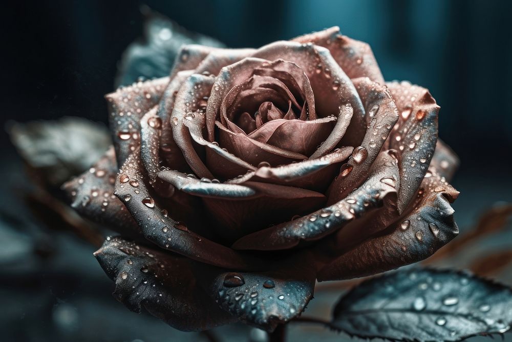 Close up frozen rose flower plant inflorescence. AI generated Image by rawpixel.