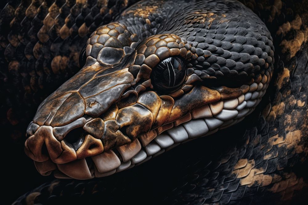Close up snake aggressive face reptile animal wildlife. AI generated Image by rawpixel.
