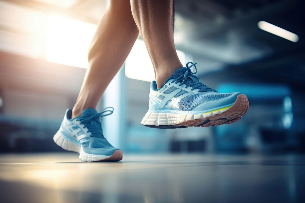 Man running in a gym shoe exercising footwear. AI generated Image by rawpixel.