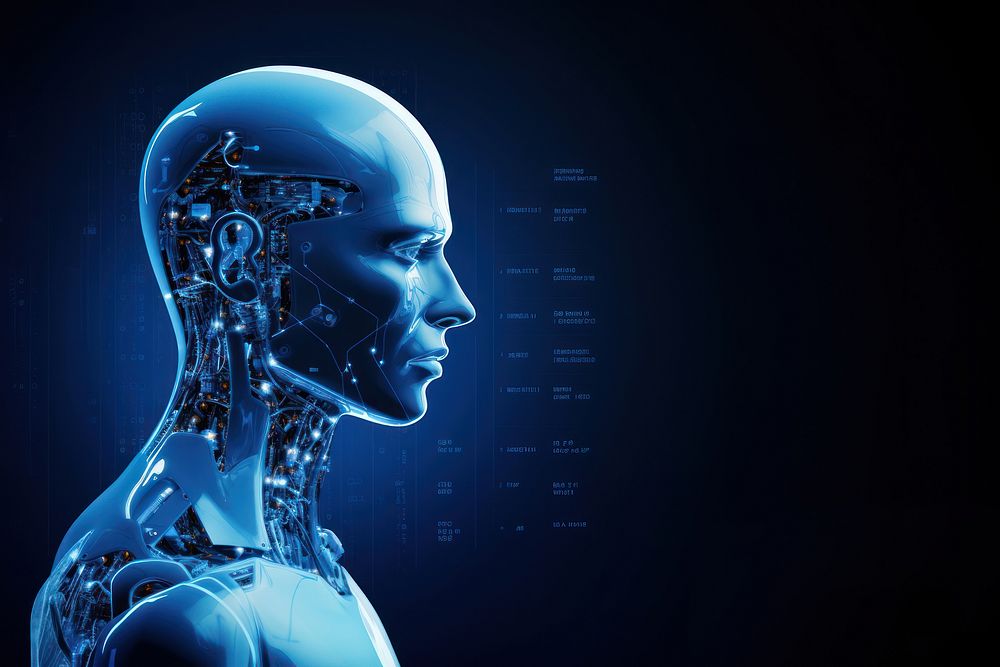 Artificial intelligence blue face futuristic. AI generated Image by rawpixel.