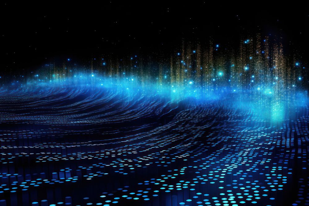 Blue waves of computer lights backgrounds futuristic outdoors. AI generated Image by rawpixel.