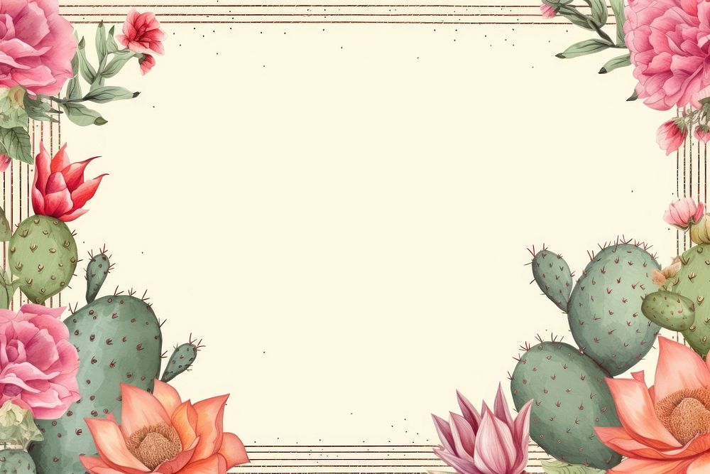 Cactus with flower backgrounds plant rose. AI generated Image by rawpixel.