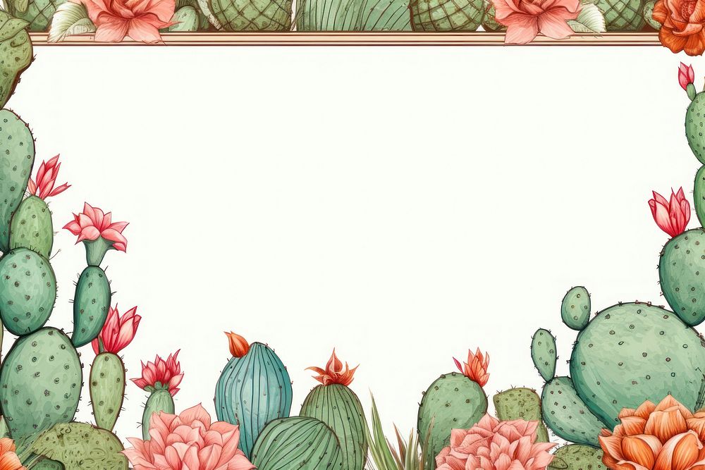 Cactus with flower backgrounds plant pineapple. AI generated Image by rawpixel.
