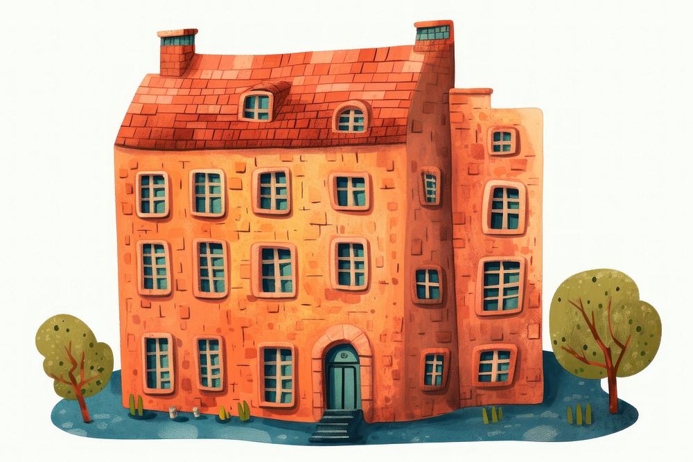 Town house architecture building cartoon. AI generated Image by rawpixel.