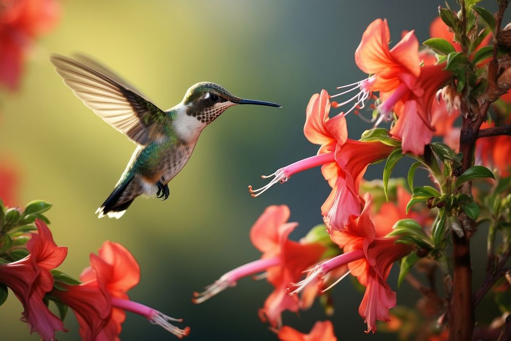 Humming bird animal flower hummingbird. AI generated Image by rawpixel.