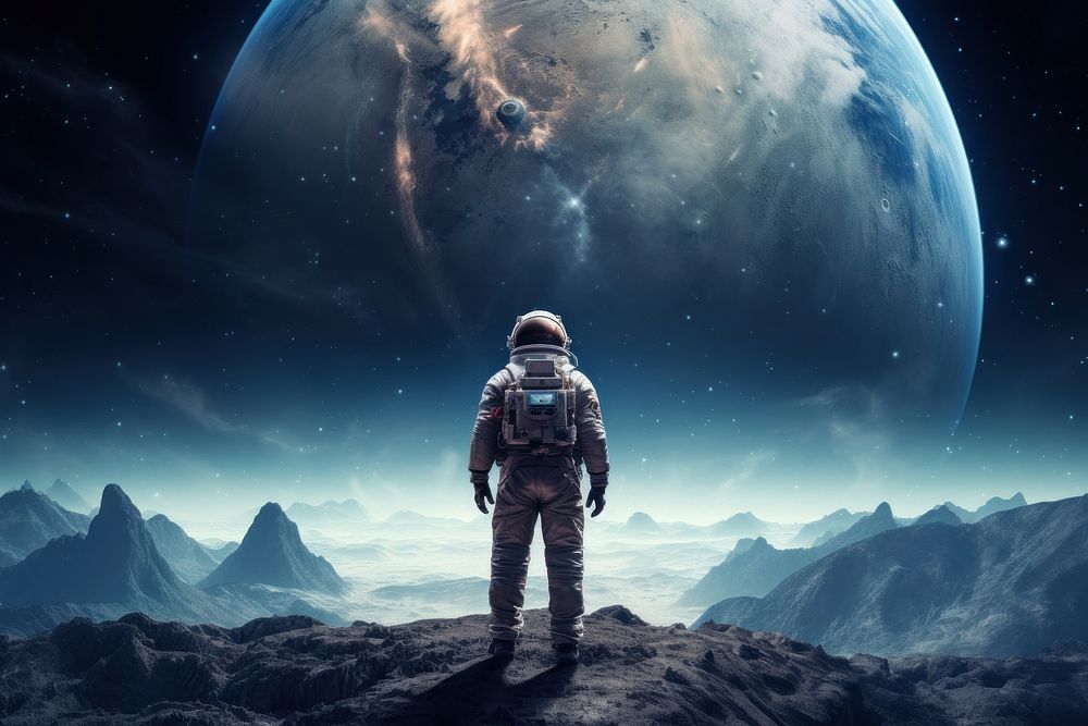 Landscape astronomy astronaut outdoors. AI generated Image by rawpixel.