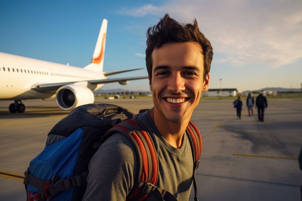 Mexican man backpacker airport photography standing. AI generated Image by rawpixel.