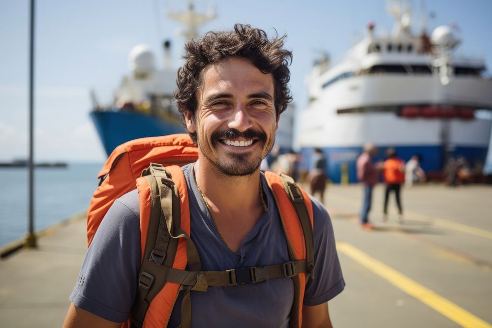 Mexican man backpacker photography standing portrait. AI generated Image by rawpixel.