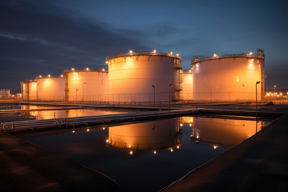 Oil storage architecture outdoors refinery. AI generated Image by rawpixel.