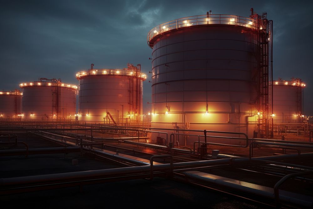 Oil storage architecture refinery factory. AI generated Image by rawpixel.