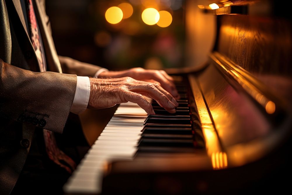 Old man hand playing piano keyboard musician pianist. AI generated Image by rawpixel.