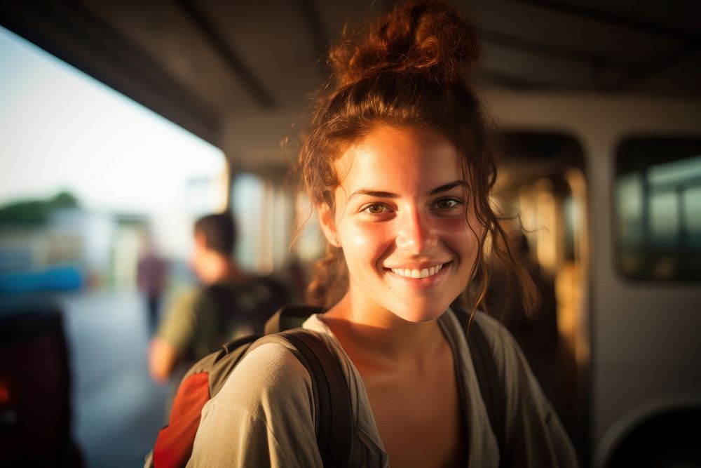 Brazilian women backpacker photography portrait smiling. AI generated Image by rawpixel.