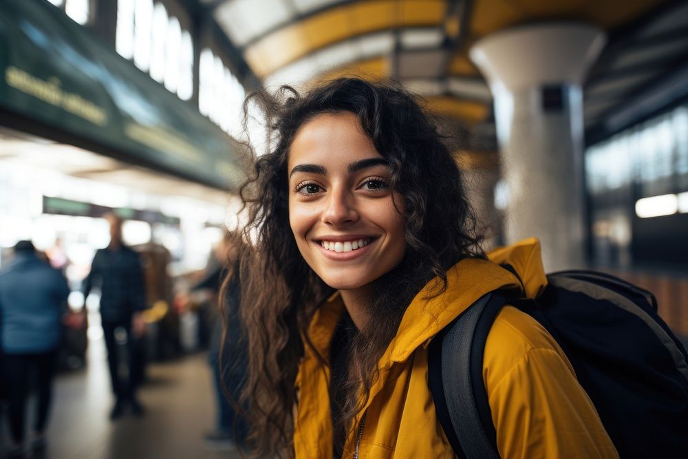 Brazilian women backpacker photography standing smiling. AI generated Image by rawpixel.