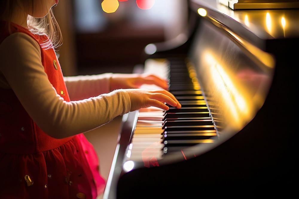 Children hand playing piano keyboard musician pianist. AI generated Image by rawpixel.