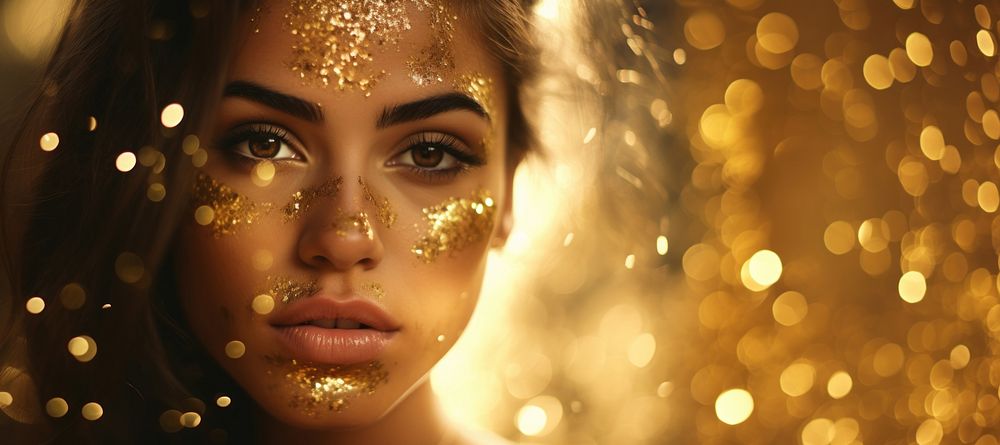 Women face with gold dust portrait adult photo. AI generated Image by rawpixel.