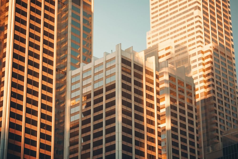 Retro tall skyscraper office buildings city architecture cityscape. AI generated Image by rawpixel.