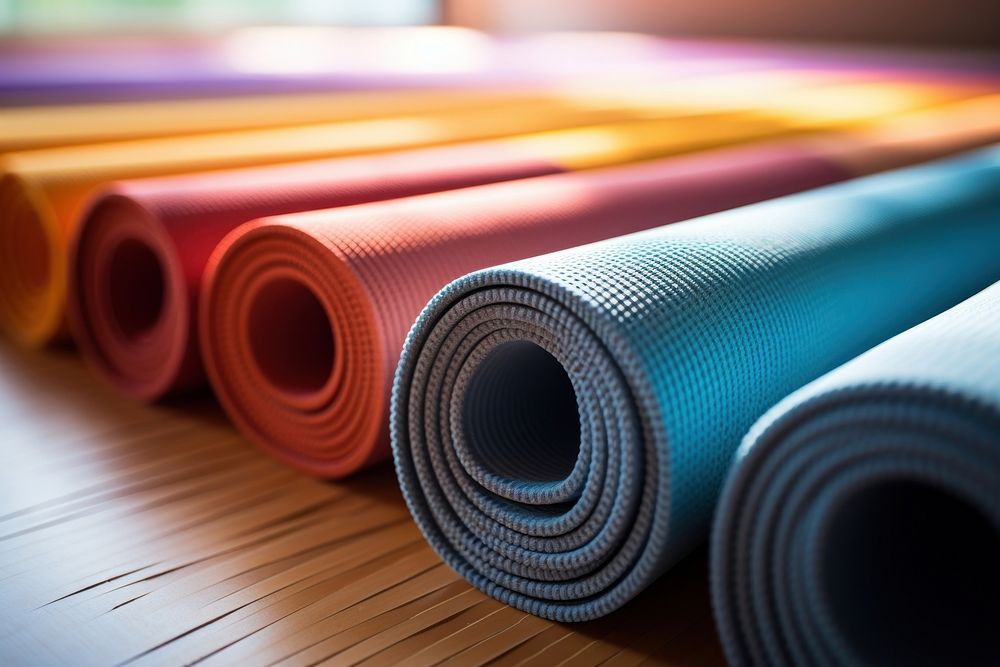Rolled up yoga mats exercising zen-like pattern. AI generated Image by rawpixel.