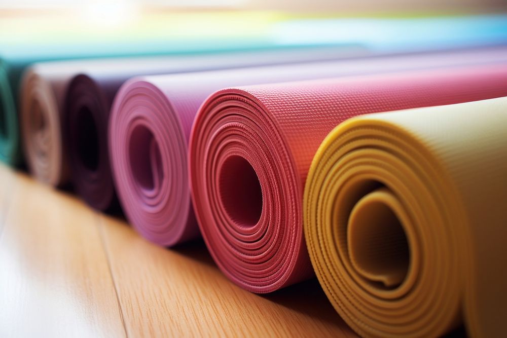 Rolled up yoga mats backgrounds variation pattern. AI generated Image by rawpixel.