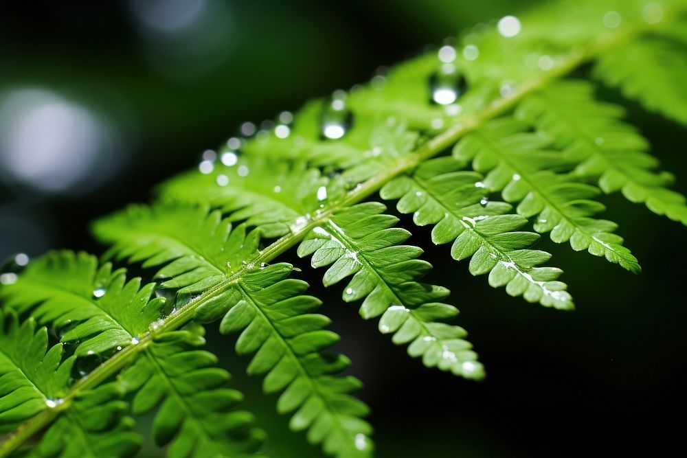 Water drops on the fern leaf outdoors nature plant. AI generated Image by rawpixel.