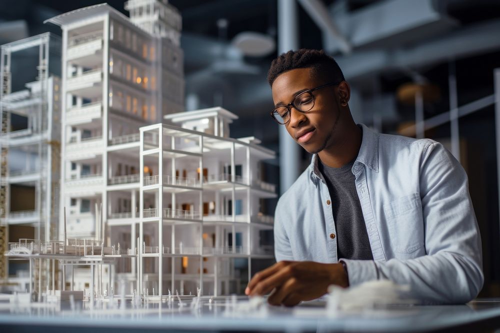 African American young architect building adult construction. AI generated Image by rawpixel.