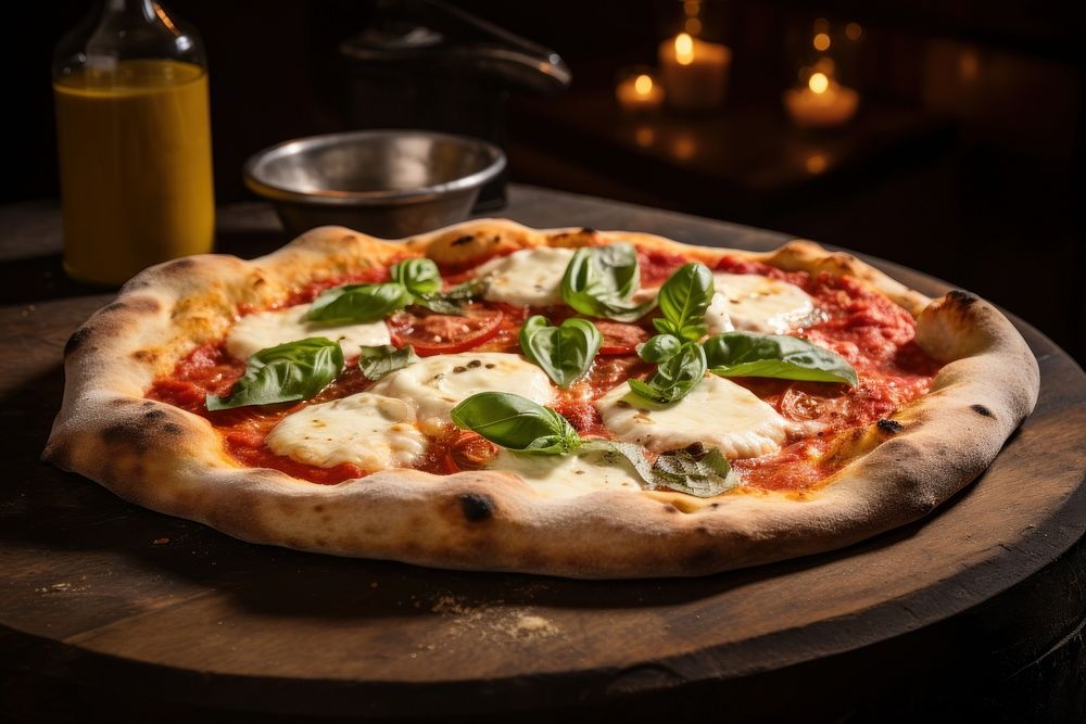 Neapolitan pizza food mozzarella restaurant. AI generated Image by rawpixel.