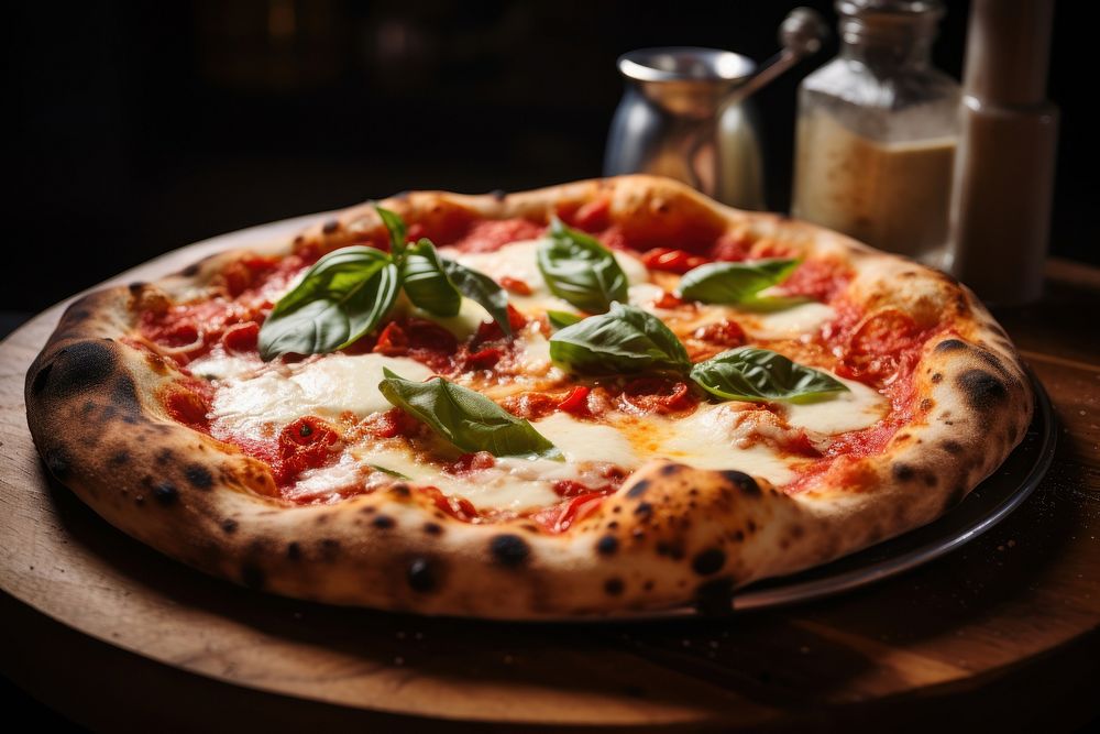 Neapolitan pizza food mozzarella restaurant. AI generated Image by rawpixel.