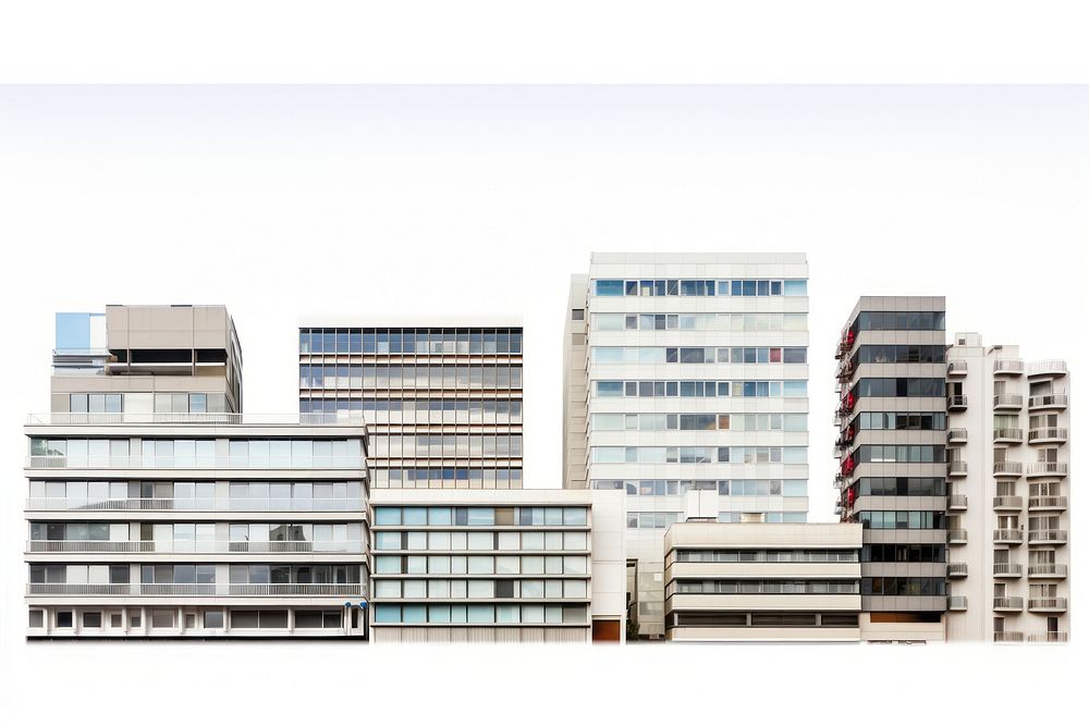 Layers of office buildings architecture city white background. AI generated Image by rawpixel.