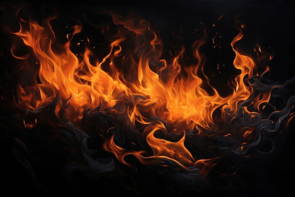 Flames on black background backgrounds bonfire fireplace. AI generated Image by rawpixel.