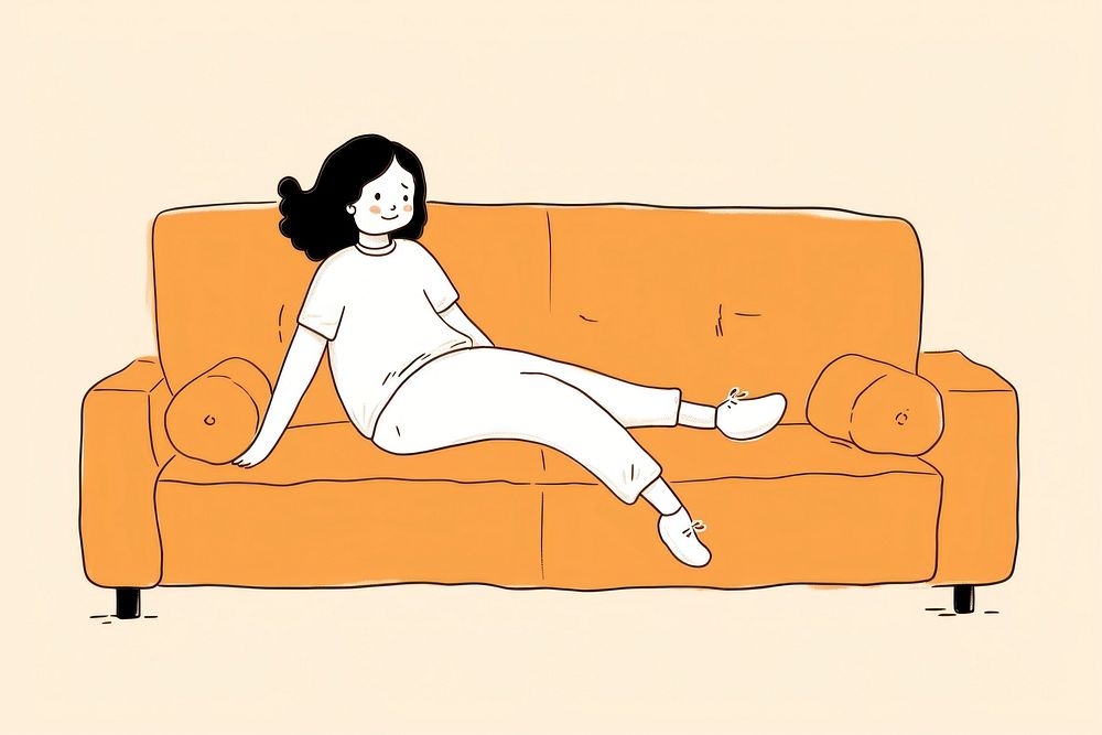 Women chilling sofa furniture cartoon comfortable. AI generated Image by rawpixel.