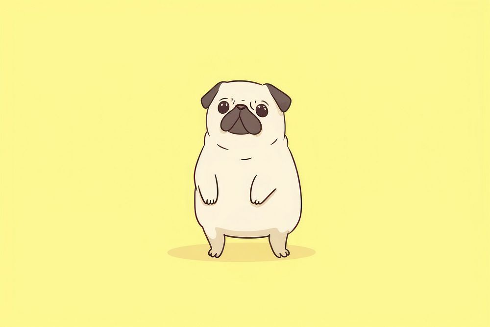 Cute pug begging for food cartoon drawing animal. AI generated Image by rawpixel.