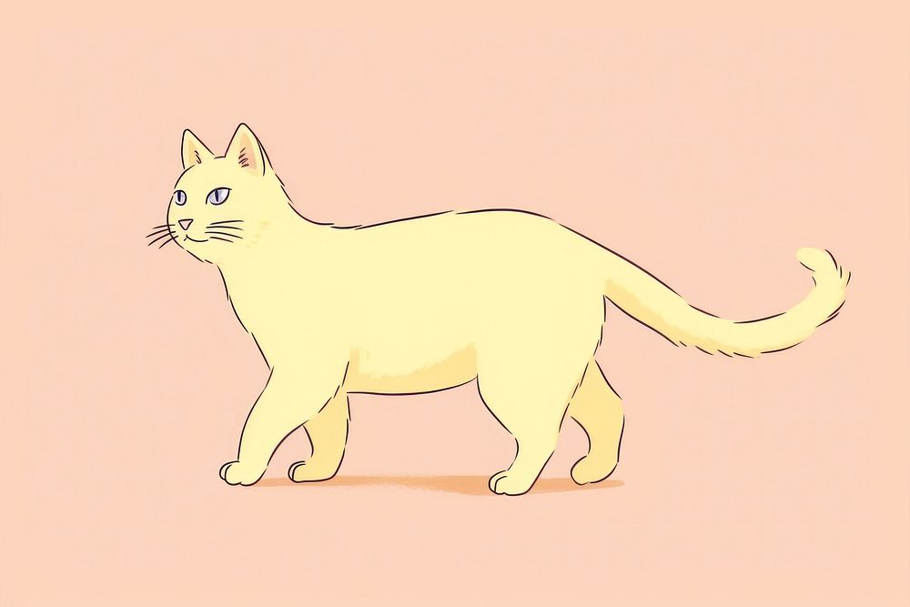 Walking cat cartoon animal mammal. AI generated Image by rawpixel.