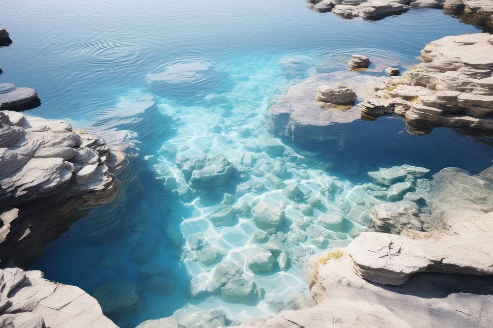 White thermal pool nature outdoors lagoon. AI generated Image by rawpixel.