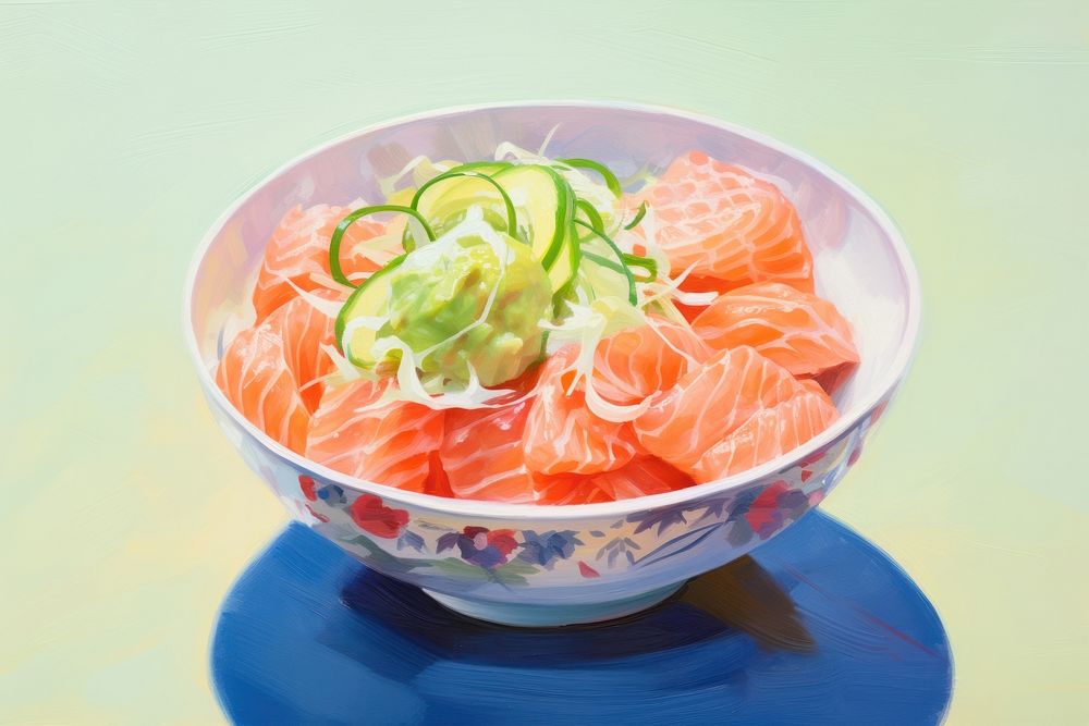 Bowl of shashimi with wasabi seafood salmon vegetable. AI generated Image by rawpixel.