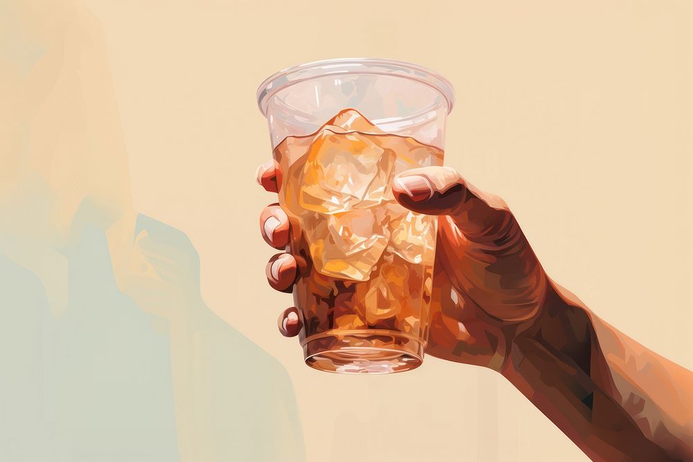 Hand holding a plastic glass of iced coffee drinking refreshment freshness. AI generated Image by rawpixel.
