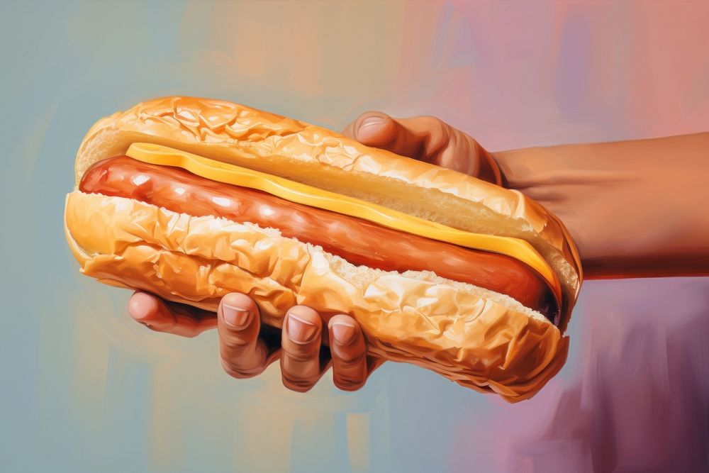 Hand holding hotdog food bratwurst freshness. AI generated Image by rawpixel.