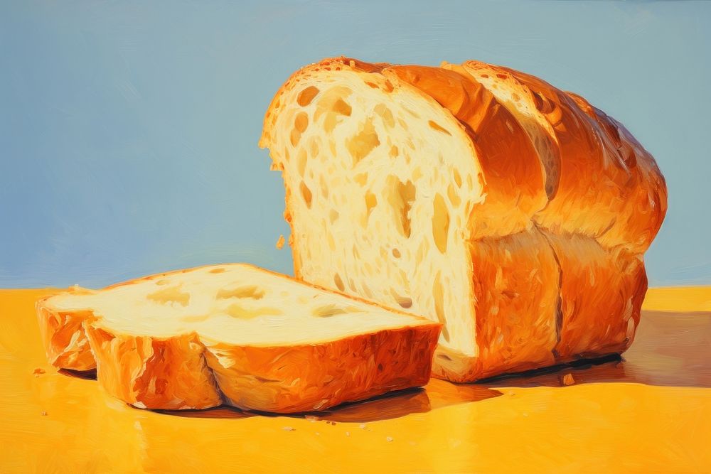 Slice of bread painting food sourdough. AI generated Image by rawpixel.