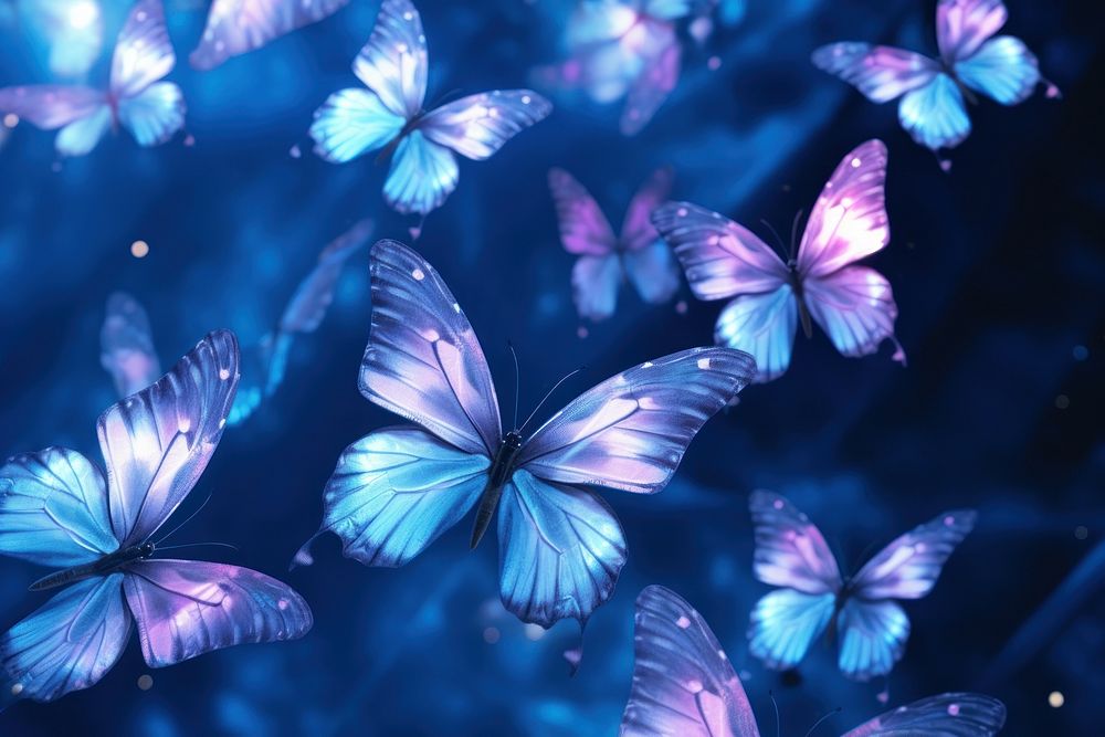 Holographic butterflies blue backgrounds butterfly. | Premium Photo ...