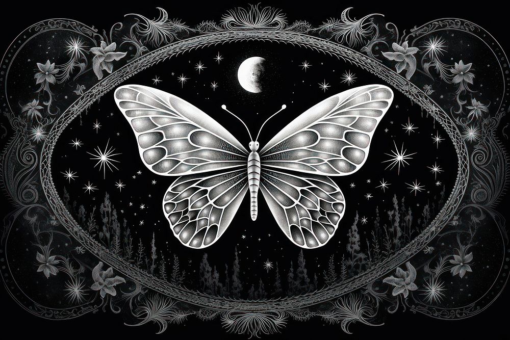 Celestial pattern butterfly moon. AI generated Image by rawpixel.