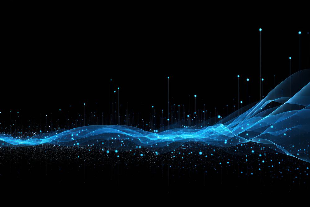Blue line data stream backgrounds night illuminated. AI generated Image by rawpixel.