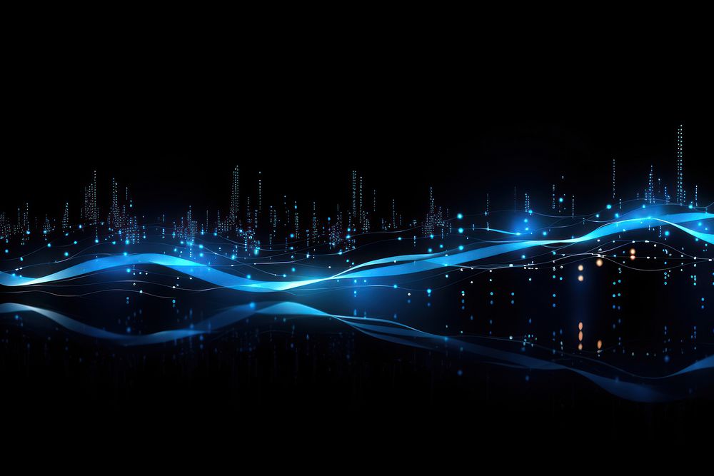 Blue line data stream backgrounds light night. AI generated Image by rawpixel.